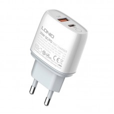 Incarcator de retea LDNIO A2424C, 1x USB, 1x USB-C, PD, QC 3.0, 20W - Alb