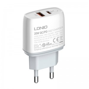 Incarcator de retea LDNIO A2424C, 1x USB, 1x USB-C, PD, QC 3.0, 20W - Alb