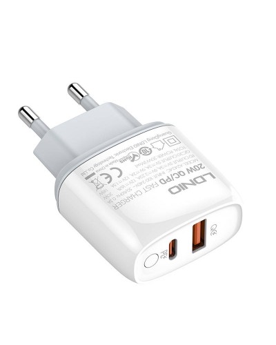 Incarcator de retea LDNIO A2424C, 1x USB, 1x USB-C, PD, QC 3.0, 20W - Alb