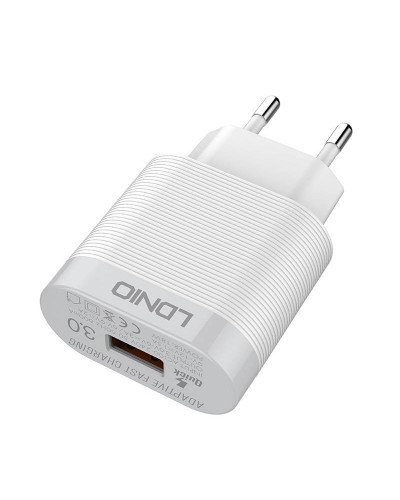 Incarcator de retea LDNIO A303Q, 1x USB, QC 3.0, 18W - Alb