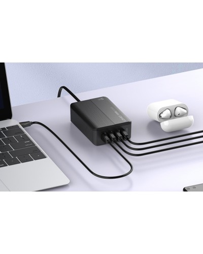 Incarcator de retea LDNIO A4808Q, 2x USB, 2x USB-C, 65W - Negru