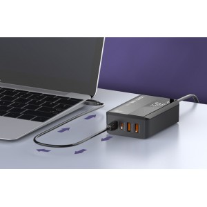 Incarcator de retea LDNIO A4808Q, 2x USB, 2x USB-C, 65W - Negru