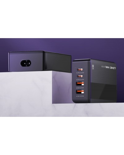 Incarcator de retea LDNIO A4808Q, 2x USB, 2x USB-C, 65W - Negru