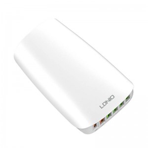 Incarcator de retea LDNIO A6573C, 5x USB, 1x USB Type-C, 65W, PD, QC 3.0, 1.5m - Alb