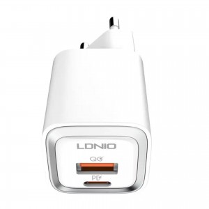 Incarcator de retea MFi LDNIO A2318M, 1x USB, 1x USB-C, 20W, cablu Type-C to Lightning - Alb