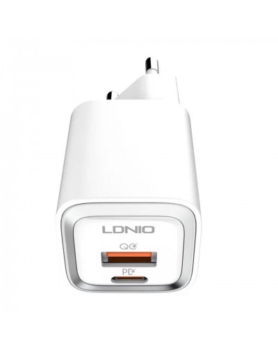 Incarcator de retea MFi LDNIO A2318M, 1x USB, 1x USB-C, 20W, cablu Type-C to Lightning - Alb
