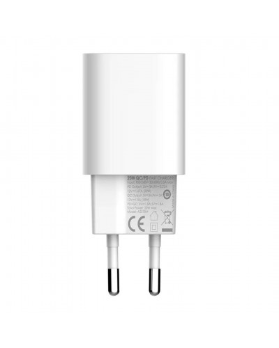 Incarcator de retea MFi LDNIO A2318M, 1x USB, 1x USB-C, 20W, cablu Type-C to Lightning - Alb