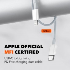Incarcator de retea MFi LDNIO A2528M, 2x USB-C, 35W, cablu Type-C to Lightning - Alb