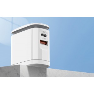 Incarcator de retea cu LED LDNIO A2423C, 1x USB, 1x USB-C, PD, QC 3.0, 25W - Alb
