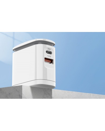 Incarcator de retea cu LED LDNIO A2423C, 1x USB, 1x USB-C, PD, QC 3.0, 25W - Alb