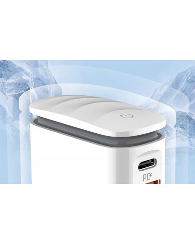 Incarcator de retea cu LED LDNIO A2423C, 1x USB, 1x USB-C, PD, QC 3.0, 25W - Alb