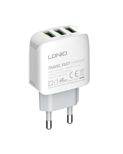 Incarcator de retea LDNIO A3312, 3x USB, 3.4A, 17W - Alb