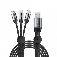 Cablu Baseus 3 în 1 (Micro + Lightning + USB-C) 3.5A 1m Negru