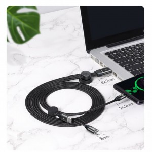 Cablu Baseus 3 în 1 (Micro + Lightning + USB-C) 3.5A 1m Negru