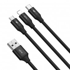 Cablu 3in1 BASEUS Rapid Micro USB / Lightning / Type-C, 3.5A, 1.2m - Negru