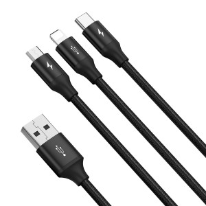 Cablu 3in1 BASEUS Rapid Micro USB / Lightning / Type-C, 3.5A, 1.2m - Negru