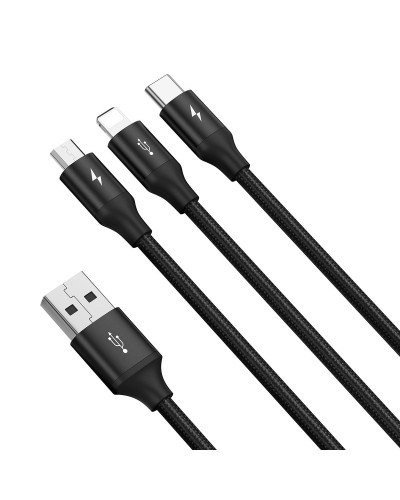 Cablu 3in1 BASEUS Rapid Micro USB / Lightning / Type-C, 3.5A, 1.2m - Negru