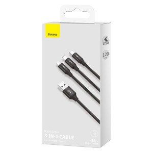 Cablu 3in1 BASEUS Rapid Micro USB / Lightning / Type-C, 3.5A, 1.2m - Negru