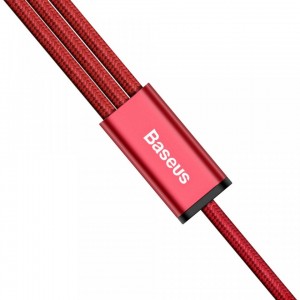 Cablu 3in1 BASEUS Rapid Micro USB / Type-C / Lightning, 3A, 1.2m - Rosu