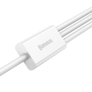 Cablu Baseus 3 în 1 (Micro + Lightning + USB-C) 3.5A 1.2m Alb