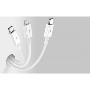 Cablu Baseus 3 în 1 (Micro + Lightning + USB-C) 3.5A 1.2m Alb