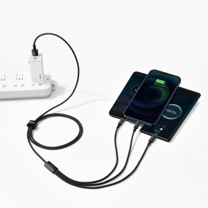 Cablu Baseus 3 în 1 (Micro + Lightning + USB-C) 3.5A 1.5m Negru