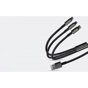 Cablu Baseus 3 în 1 (Micro + Lightning + USB-C) 3.5A 1.5m Negru