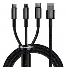 Cablu Baseus 3 în 1 (Micro + Lightning + USB-C) 3.5A 1.5m Negru