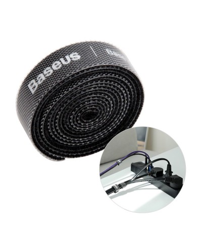 Organizator cabluri Baseus Rainbow Circle Velcro Straps, 1m - Negru