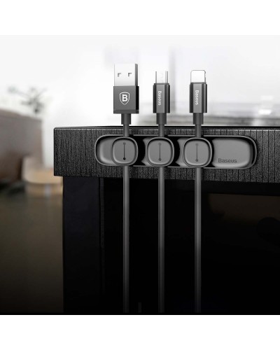 Set Organizator Cabluri Baseus Peas Cable Clip - Negru