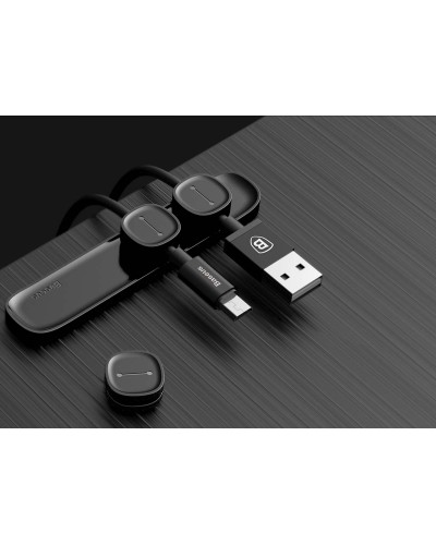 Set Organizator Cabluri Baseus Peas Cable Clip - Negru