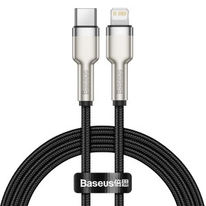 Cablu Baseus Cafule Metal USB-C la Lightning 20W 1m Negru