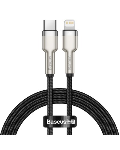 Cablu Baseus Cafule Metal USB-C la Lightning 20W 1m Negru
