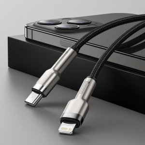 Cablu Baseus Cafule Metal USB-C la Lightning 20W 1m Negru