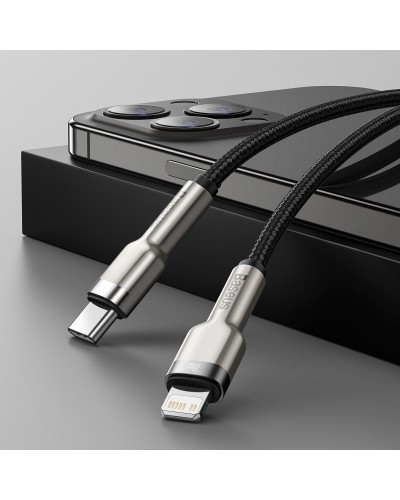 Cablu Baseus Cafule Metal USB-C la Lightning 20W 1m Negru Cablu Baseus Cafule Metal USB-C la Lightning 20W 1m Negru
