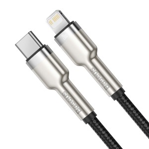 Cablu Baseus Cafule Metal USB-C la Lightning 20W 1m Negru