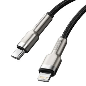 Cablu Baseus Cafule Metal USB-C la Lightning 20W 1m Negru