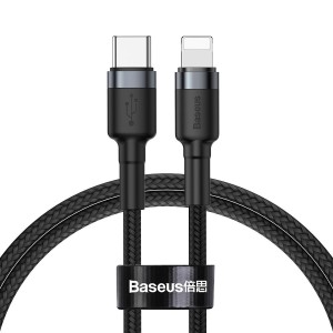 Cablu Baseus Cafule USB-C la Lightning 20W 1m Negru & Gri