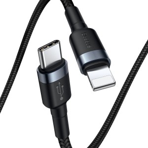 Cablu Baseus Cafule USB-C la Lightning 20W 1m Negru & Gri