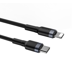Cablu Baseus Cafule USB-C la Lightning 20W 1m Negru & Gri