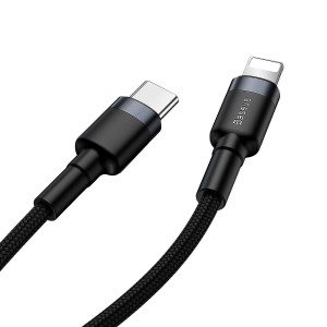 Cablu Baseus Cafule USB-C la Lightning 20W 1m Negru & Gri