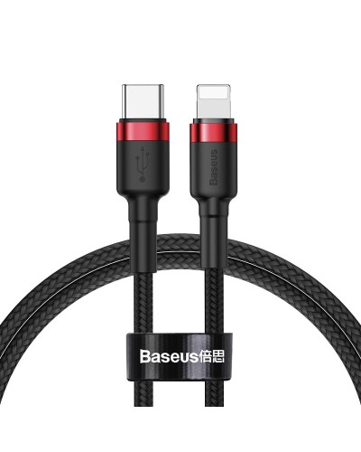 Cablu Baseus Cafule USB-C la Lightning 18W 1m Negru & Roșu