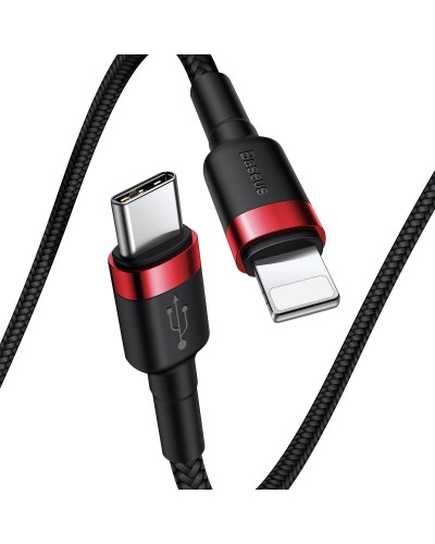 Cablu Baseus Cafule USB-C la Lightning 18W 1m Negru & Roșu Cablu Baseus Cafule USB-C la Lightning 18W 1m Negru & Roșu