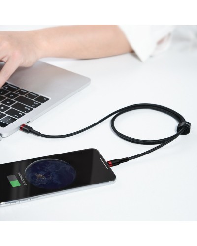 Cablu Baseus Cafule USB-C la Lightning 18W 1m Negru & Roșu Cablu Baseus Cafule USB-C la Lightning 18W 1m Negru & Roșu