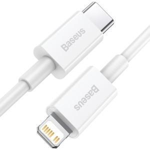 Cablu Baseus Superior Series USB-C la Lightning 20W 0.25m Alb
