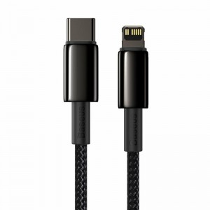 Cablu BASEUS Tungsten Gold Fast Charging Type-C to Lightning PD 20W - Negru