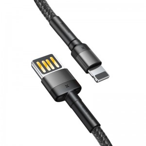 Cablu Baseus Cafule Double-Sided USB la Lightning 2.4A 1m Negru & Gri