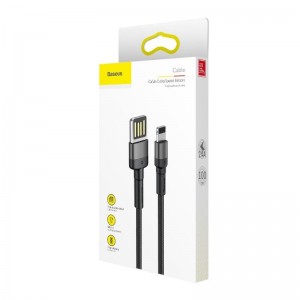 Cablu Baseus Cafule Double-Sided USB la Lightning 2.4A 1m Negru & Gri