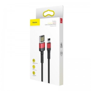 Cablu Baseus Cafule Double-Sided USB la Lightning 2.4A 1m Negru & Roșu