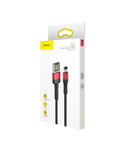 Cablu Baseus Cafule Double-Sided USB la Lightning 2.4A 1m Negru & Roșu